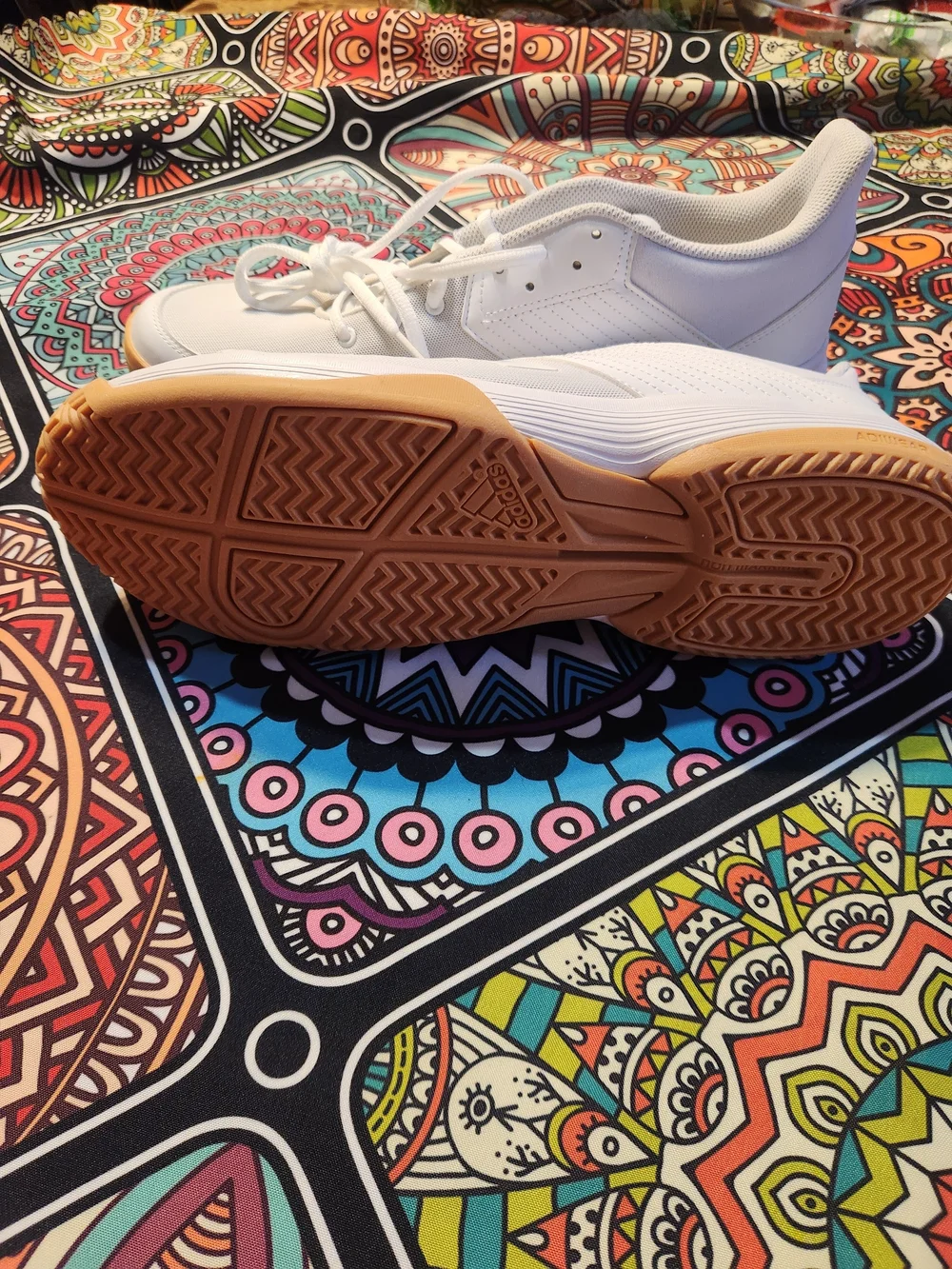 adidas White Athletic Shoes with Gum Outsole